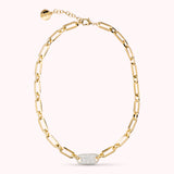 Bronzallure Squared Oval Link Necklace with Cubic Zirconia Pavé WSBZ02518Y.WR