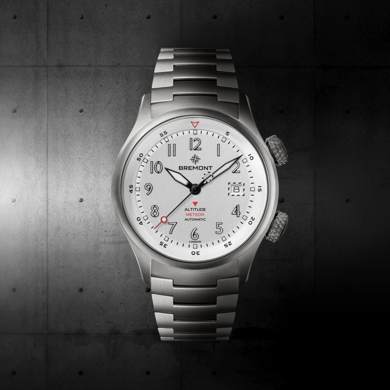 Bremont Altitude MB Meteor Orange Barrel 42mm Brushed Silver Dial Men's Watch ALT42-MT-TI-SIOR-B