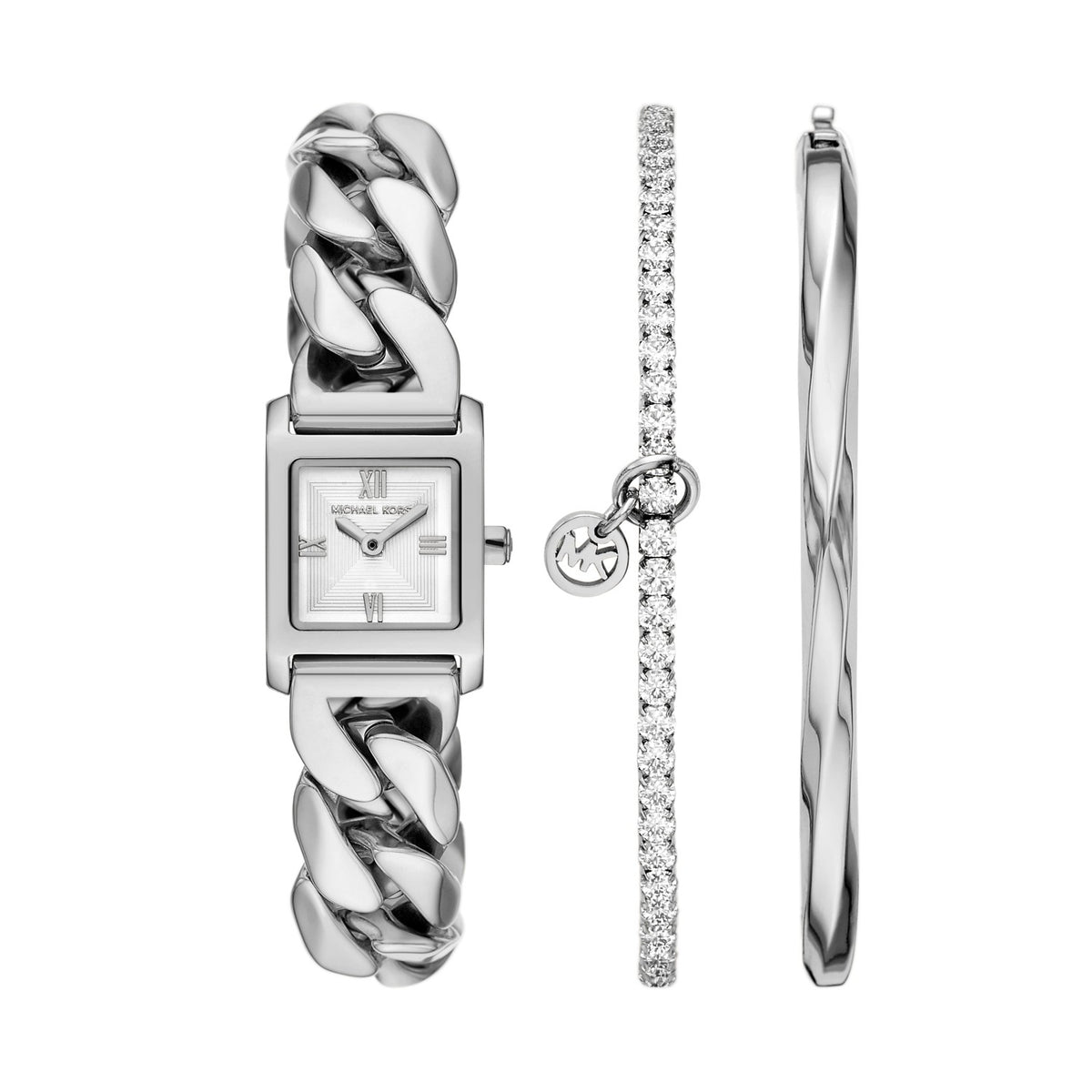 Michael Kors Micro Georgie 19mm Silver Dial Women's Watch MK7657SET