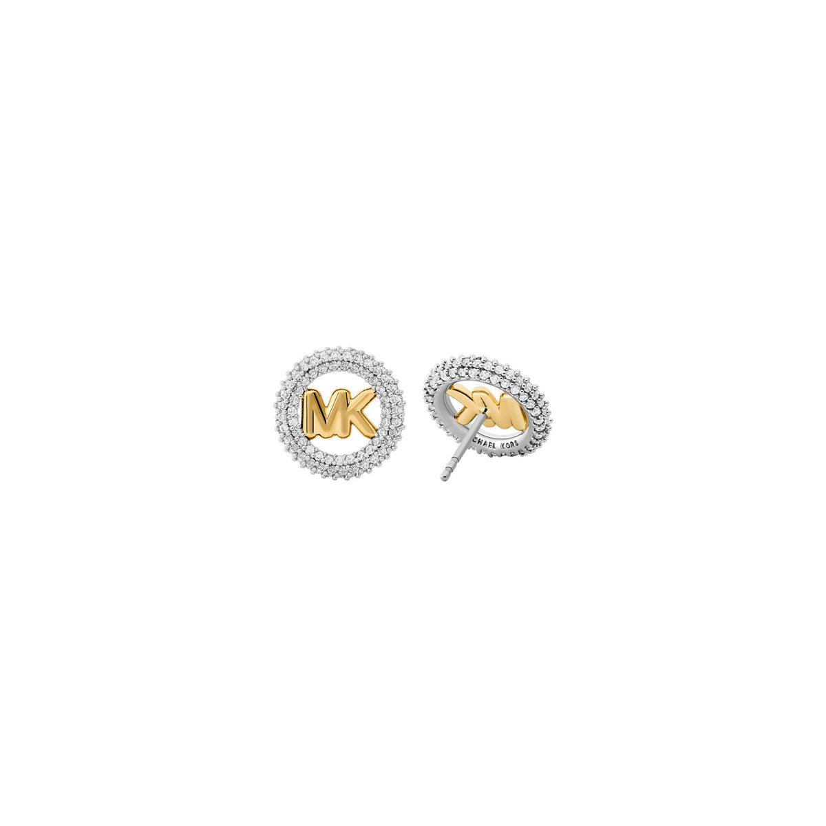 Michael Kors Small Pavé Logo Charm Two-Tone Stud Earrings MKJ8560931