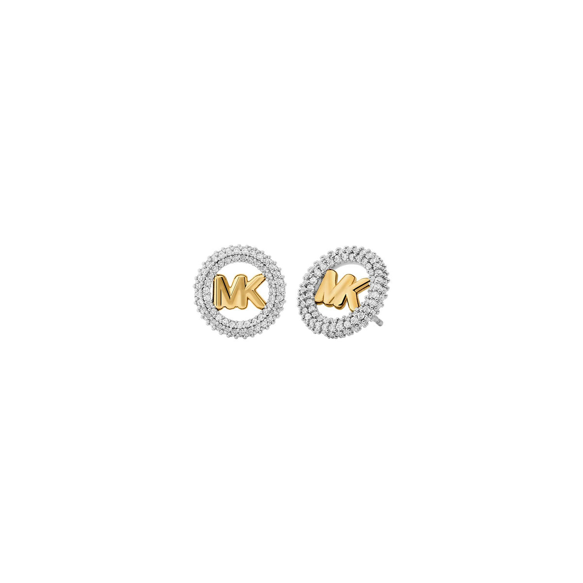 Michael Kors Small Pavé Logo Charm Two-Tone Stud Earrings MKJ8560931
