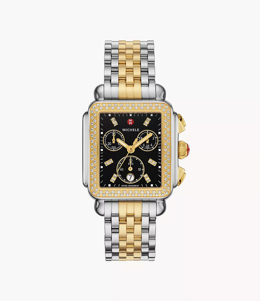 MICHELE Deco Two-Tone 18K Gold-Plated Chronograph Women's Watch MWW06A000808