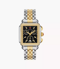 MICHELE Deco Two-Tone 18K Gold-Plated Chronograph Women's Watch MWW06A000808