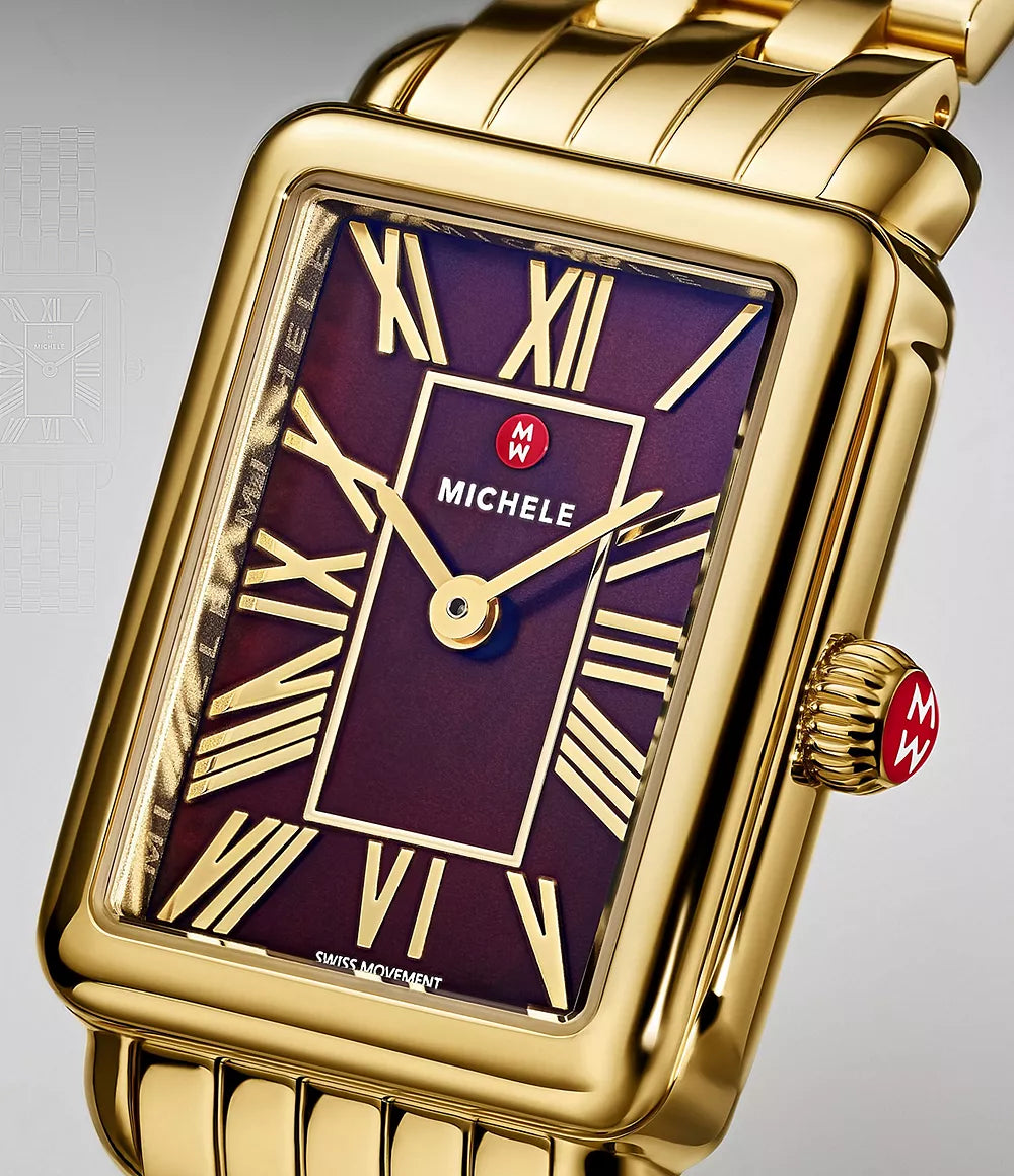 MICHELE Deco Park 18K Gold-Plated 29mm Mother of Pearl Dial Women's Watch MWW06E000147