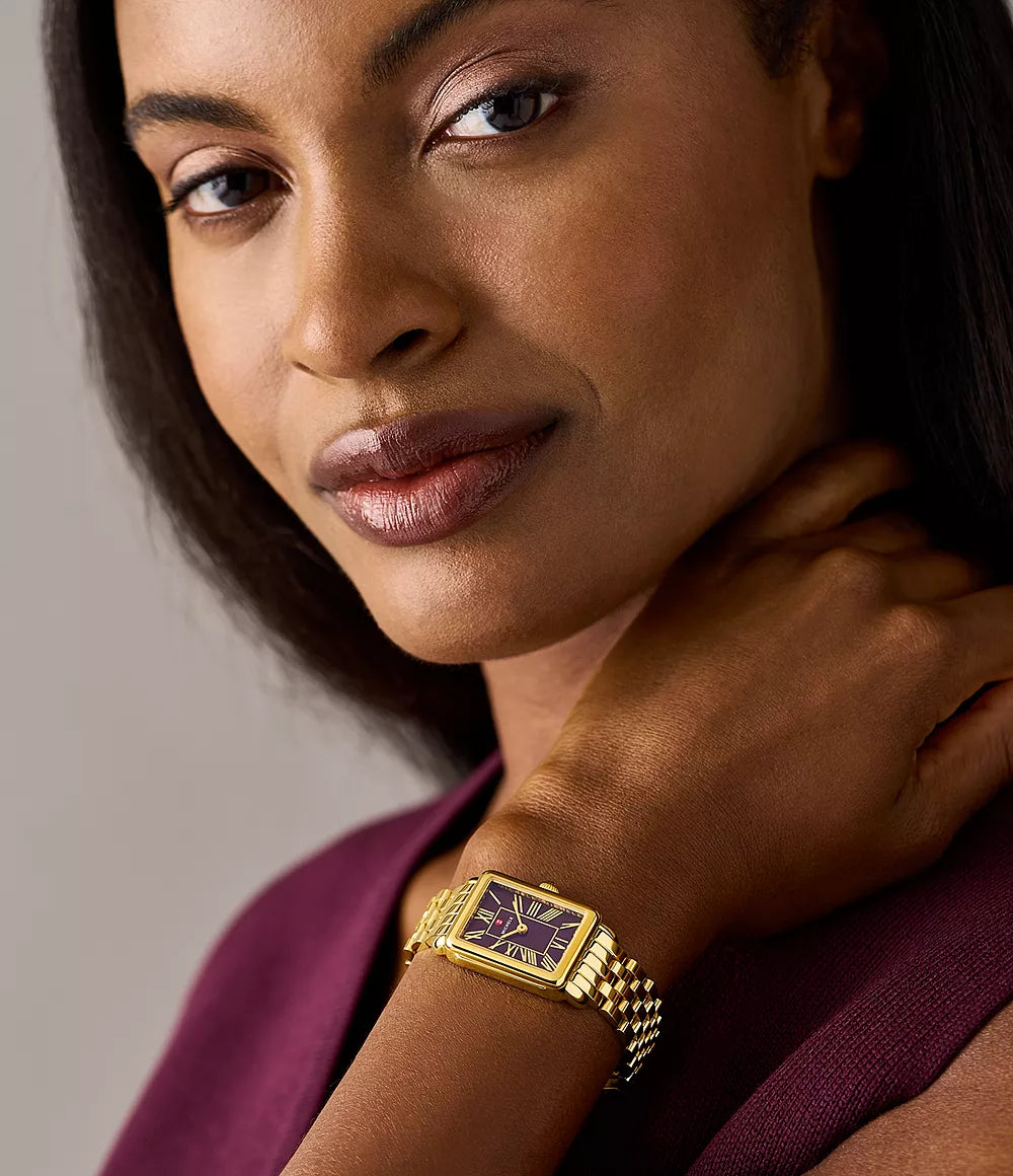 MICHELE Deco Park 18K Gold-Plated 29mm Mother of Pearl Dial Women's Watch MWW06E000147