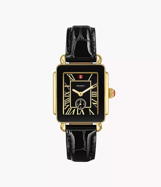 MICHELE Deco Sport Mid Gold-Plated 31mm Black Dial Women's Watch MWW06H000004