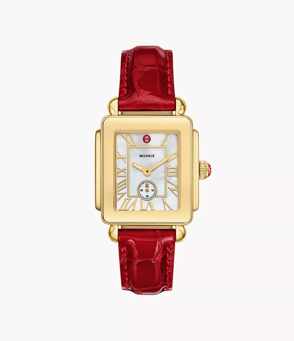 MICHELE Deco Sport Mid Gold-Plated 31mm White Dial Women's Watch MWW06H000005