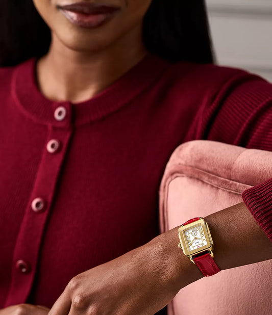 MICHELE Deco Sport Mid Gold-Plated 31mm White Dial Women's Watch MWW06H000005