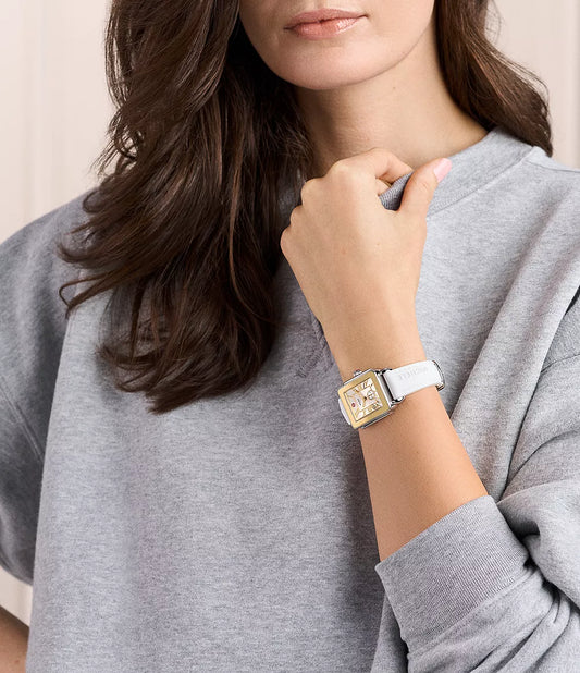 MICHELE Deco Sport Mid Two-Tone White Silicone 31mm White Dial Women's Watch MWW06H000007