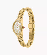 MICHELE Serein Oval Diamond 18K Gold-Plated 27mm White Mother of Pearl Dial Women's Watch MWW21H000003
