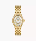 MICHELE Serein Oval Diamond 18K Gold-Plated 27mm White Mother of Pearl Dial Women's Watch MWW21H000003