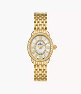 MICHELE Serein Oval Diamond 18K Gold-Plated 27mm White Mother of Pearl Dial Women's Watch MWW21H000003