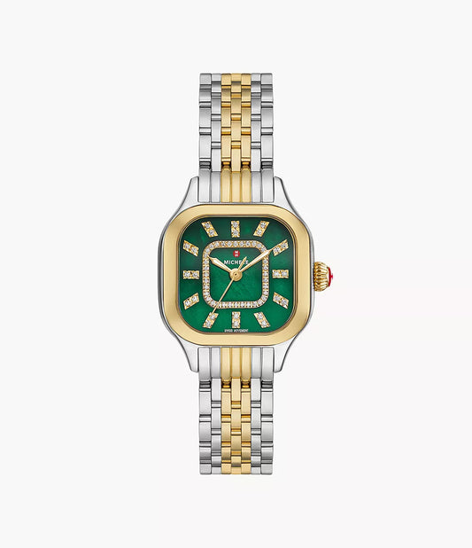 MICHELE Meggie 18K Two-Tone Gold-Plated Diamond 29mm Green Dial Women's Watch MWW33B000018