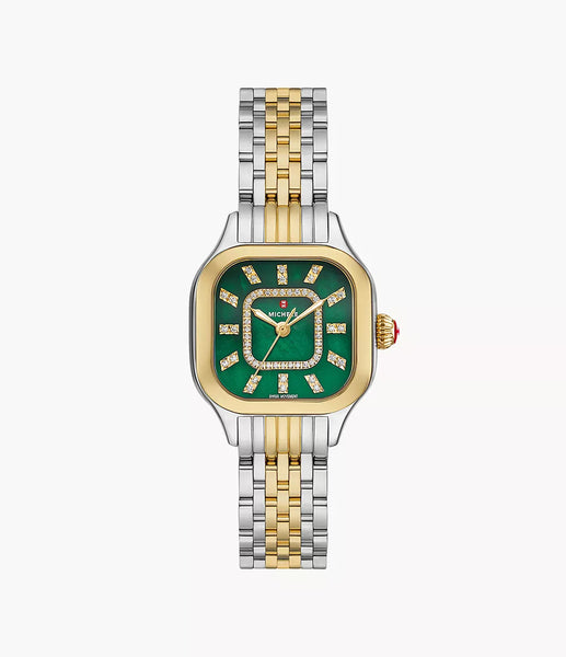 MICHELE Meggie 18K Two-Tone Gold-Plated Diamond 29mm Green Dial