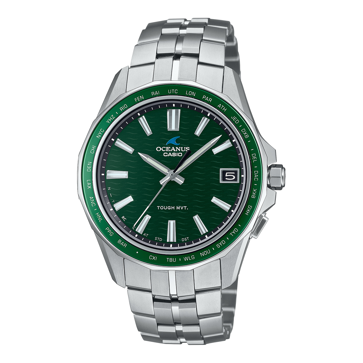 Casio Oceanus Manta 41.3mm Green Dial Titanium Men's Watch OCWS400-3A