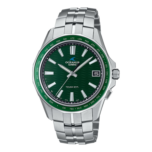 Casio Oceanus Manta 41.3mm Green Dial Titanium Men's Watch OCWS400-3A