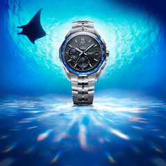 Casio Oceanus Manta Black-Blue 42.8mm Titanium Men's Watch OCWS7000-1A