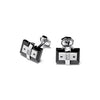Baraka Men's Stainless Steel & Black Ceramic Cufflinks with White Diamonds