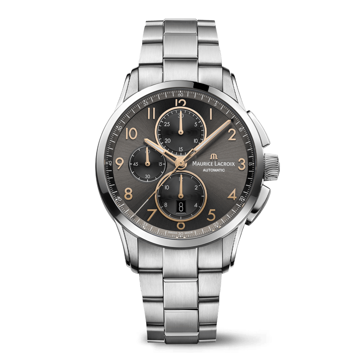 Maurice Lacroix 43mm Pontos Chronograph Gunmetal Dial Men's Watch PT6388-SS002-321-1