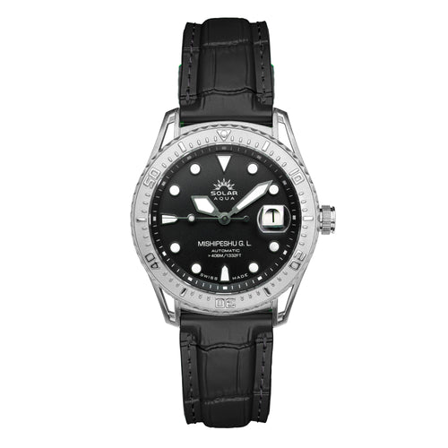 SOLAR AQUA Mishipeshu G.L. Black Croco 40mm Black Dial Men's Watch SA0055.0021