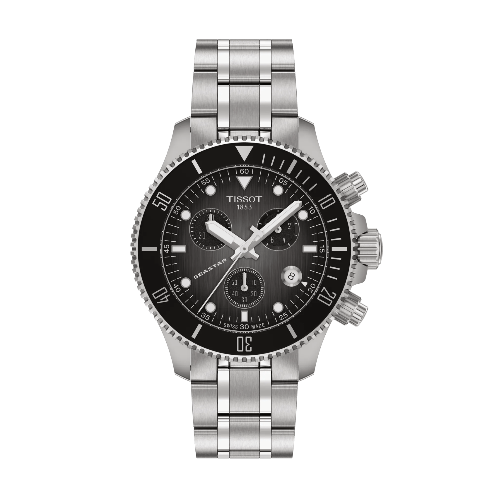Tissot Seastar 1000 Quartz Chronograph 38mm Grey-Black Dial Men's Watch T1202171106100