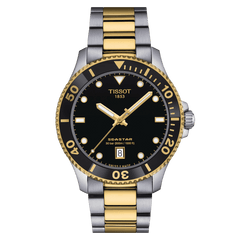 Tissot Seastar 1000 40mm Black-Yellow Gold Men's Watch T1204102205100