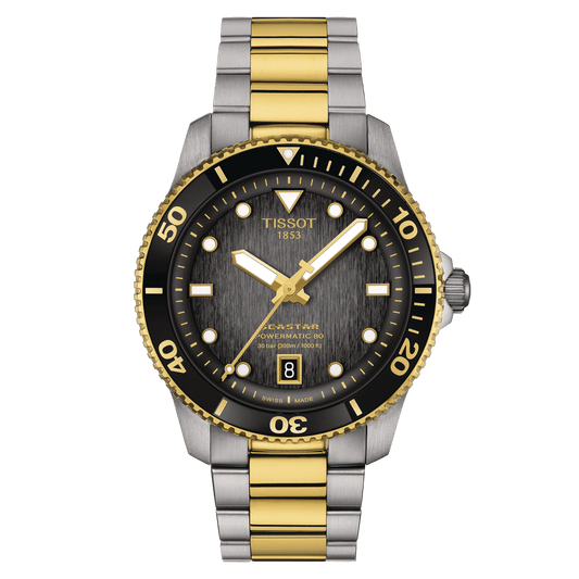 Tissot Seastar 1000 Powermatic 80 40mm Yellow Gold-Black Men's Watch T1208072205100