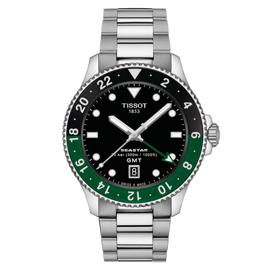 Tissot Seastar 1000 40mm Quartz GMT Black-Green Men's Watch T1208521105100