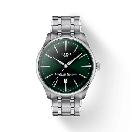 Tissot Chemin Des Tourelles Powermatic 80 Green Dial 42mm Men's Watch T1394071109100