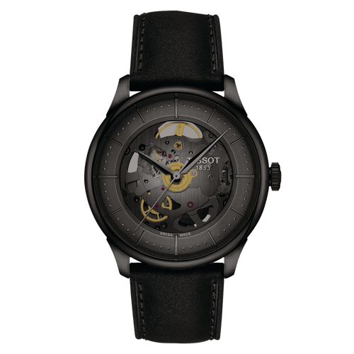 Tissot Chemin Des Tourelles 39mm Skeleton Black PVD Men's Watch T1398363644100