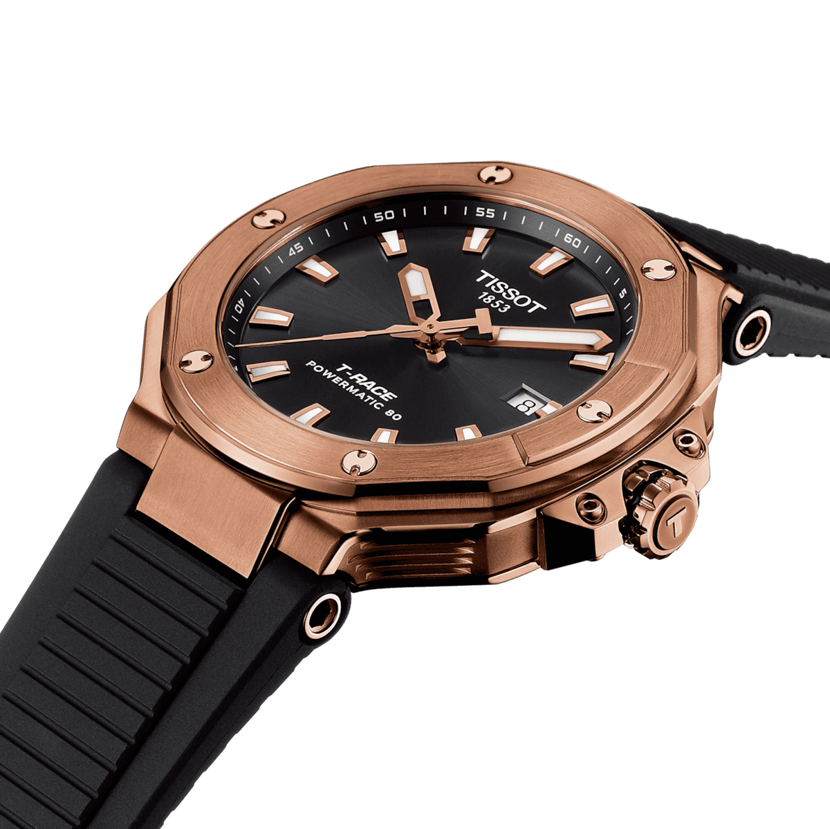 Tissot T-RACE 41mm Powermatic 80 Rose Gold PVD Men's Watch T1418073705100