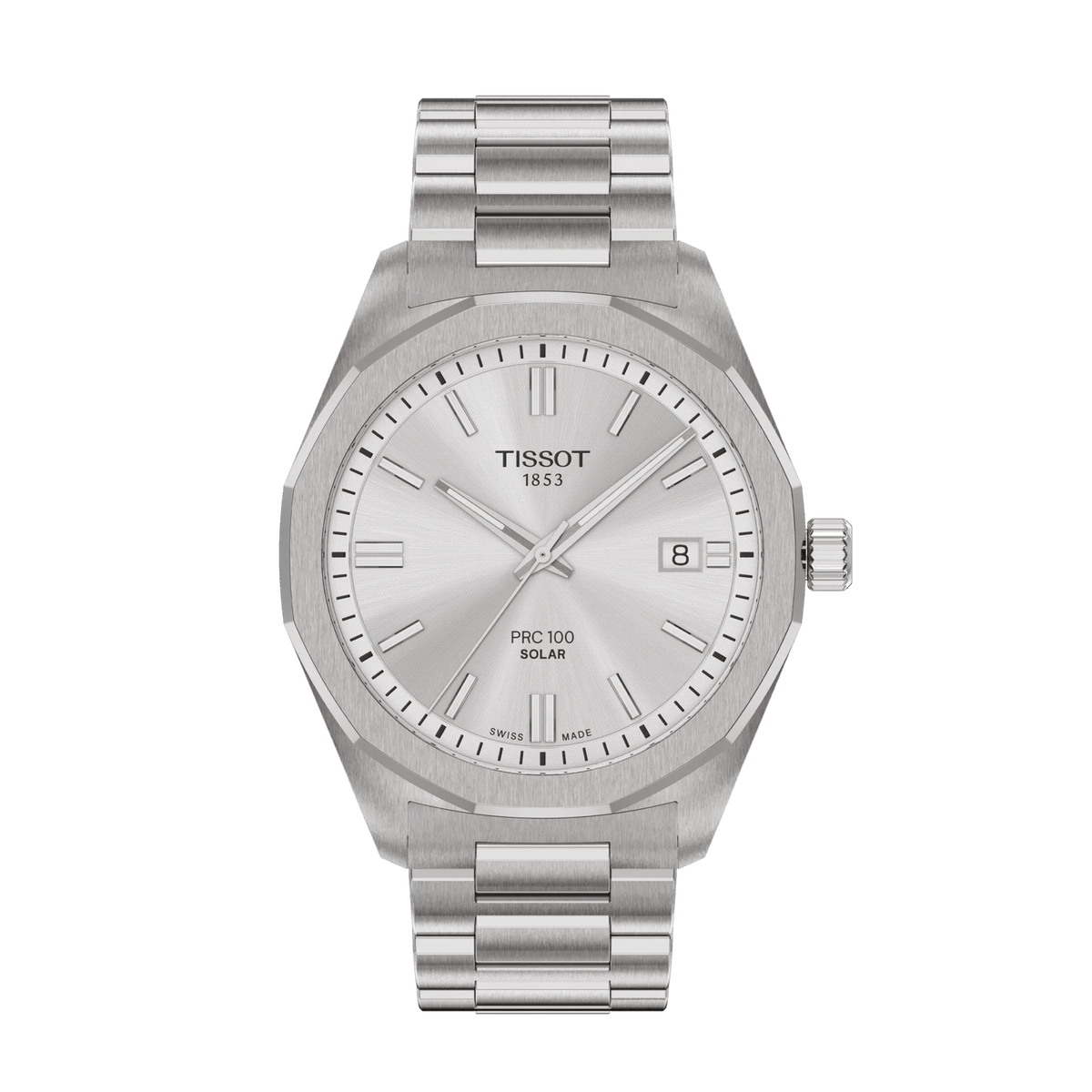 Tissot PRC 100 Solar 39mm Silver Dial Men's Watch T1514221103100