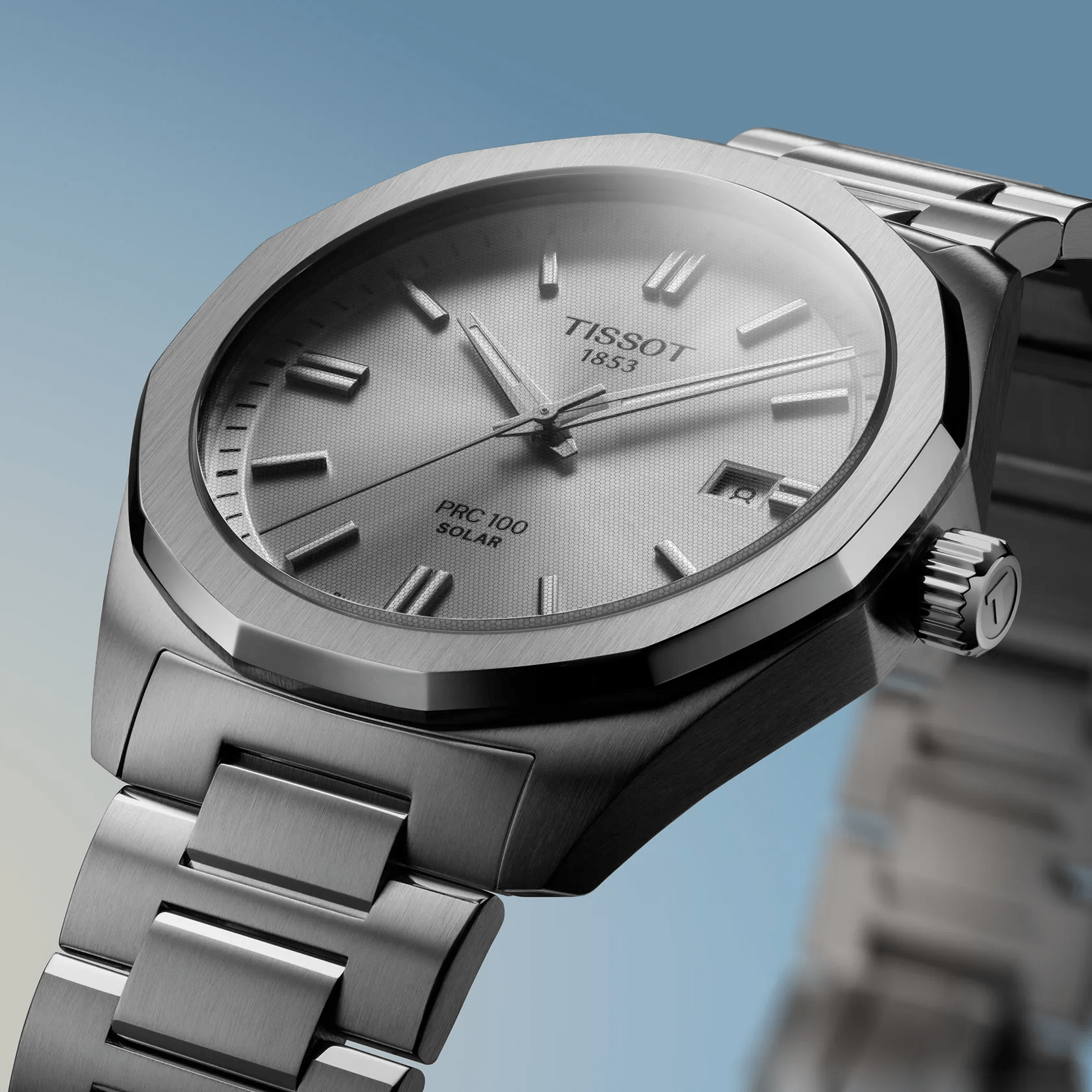Tissot PRC 100 Solar 39mm Silver Dial Men's Watch T1514221103100