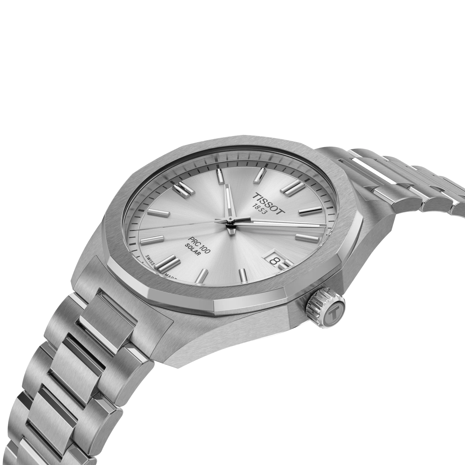 Tissot PRC 100 Solar 39mm Silver Dial Men's Watch T1514221103100