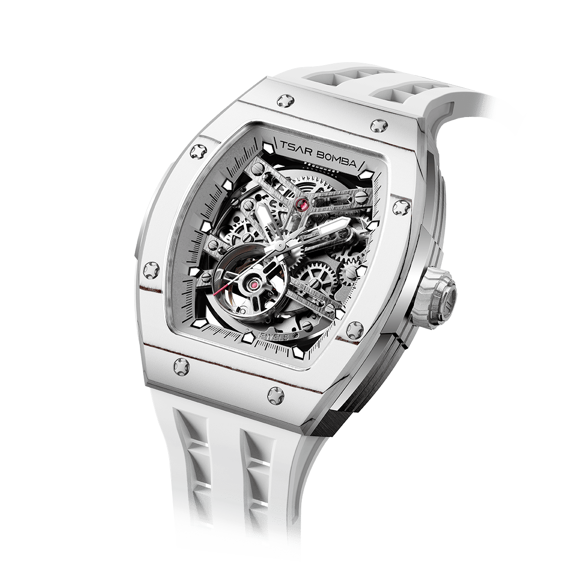 Tsar Bomba Elemental Carbon 45mm Silver Skeleton Dial Men's Watch TB8228CF-04