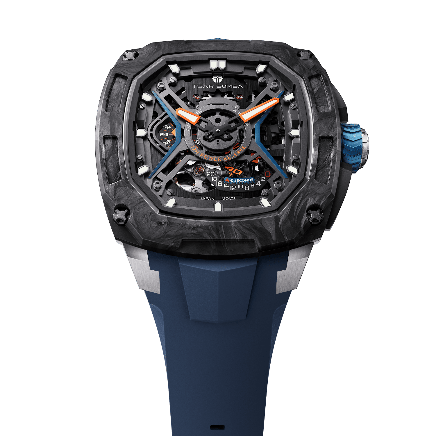 Tsar Bomba Dark Matter 5 43mm Blue Skeleton Dial Men's Watch TB8605-02