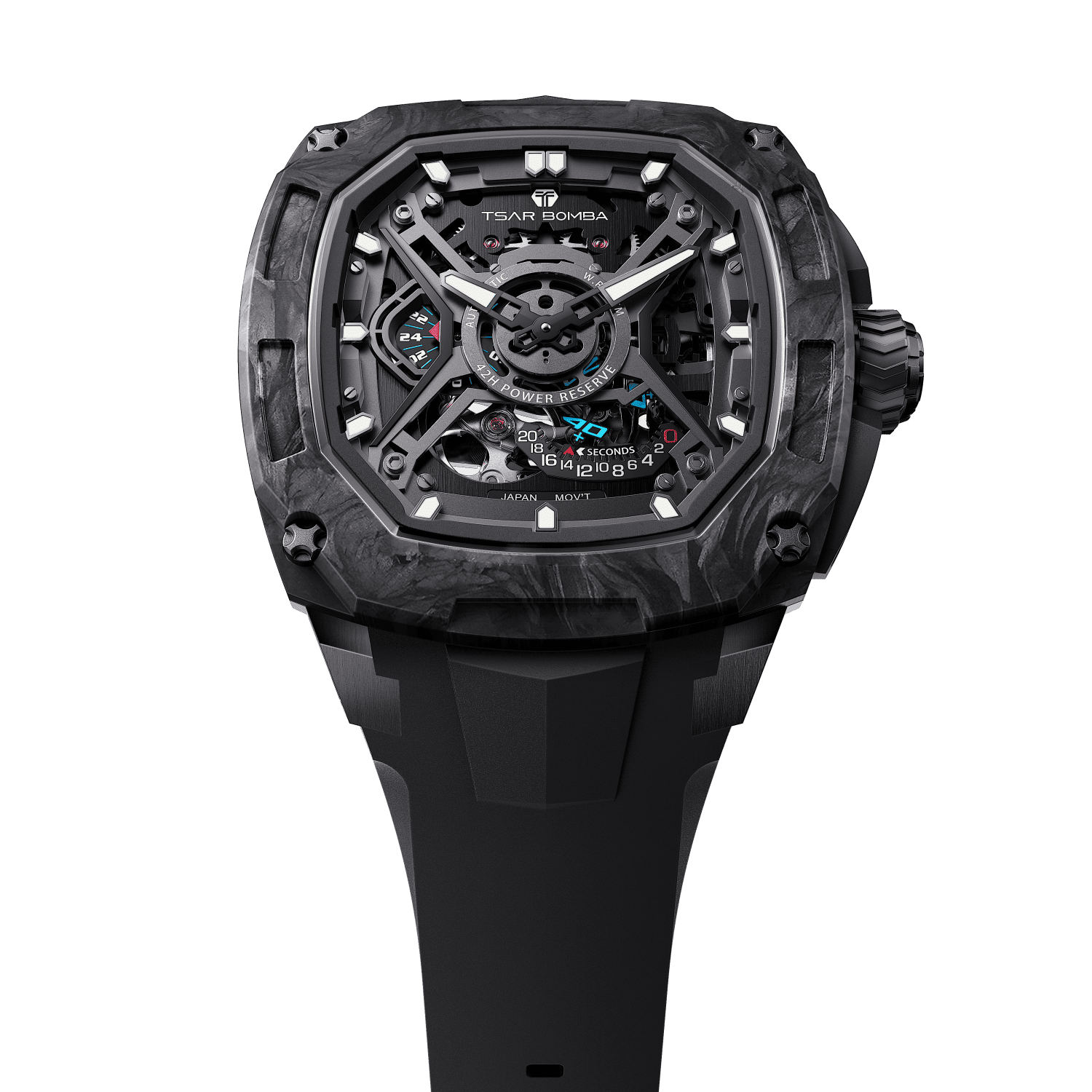 Tsar Bomba Dark Matter 5 43mm Black Skeleton Dial Men's Watch TB8605-04