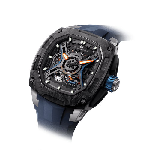 Tsar Bomba Dark Matter 5 43mm Blue Skeleton Dial Men's Watch TB8605-02