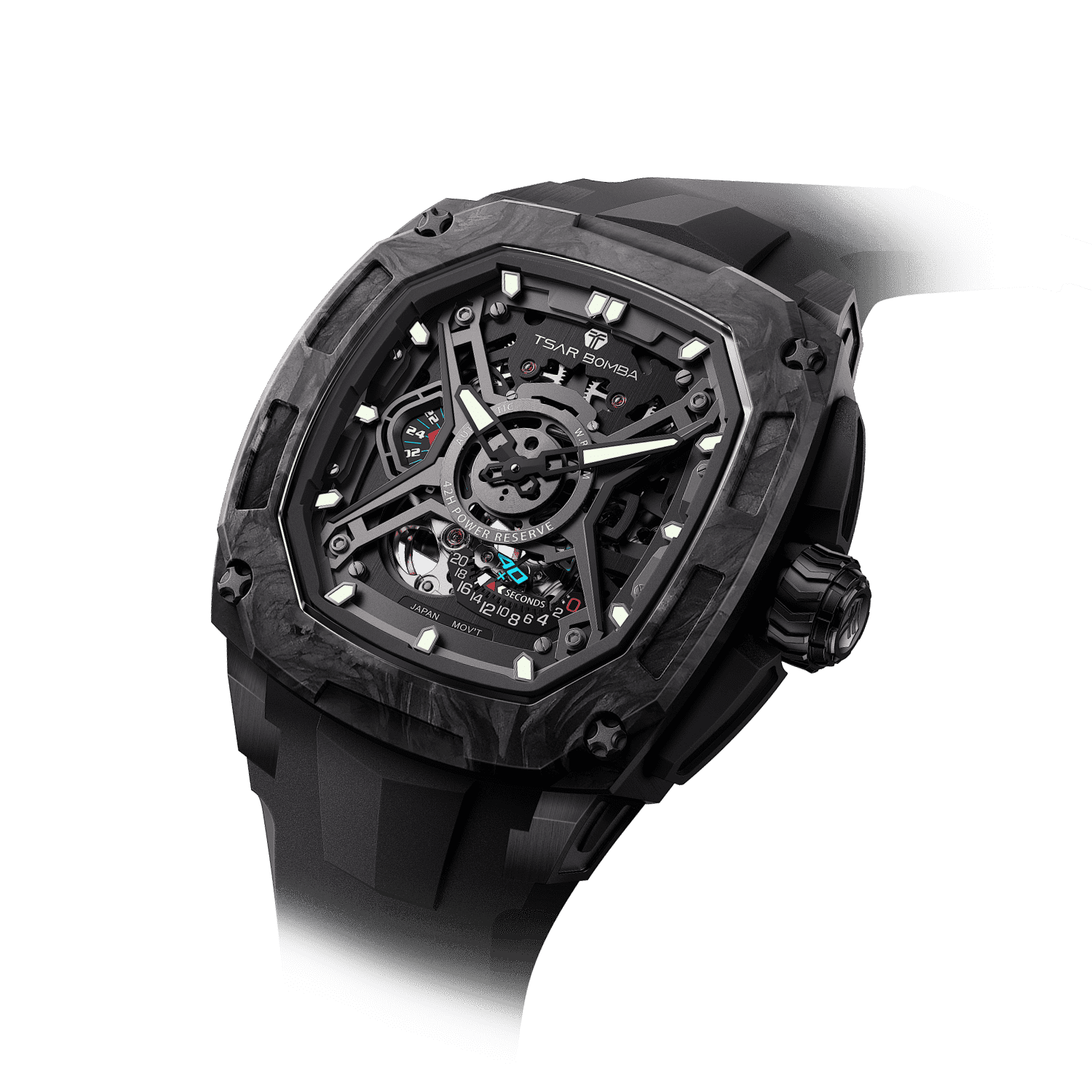 Tsar Bomba Dark Matter 5 43mm Black Skeleton Dial Men's Watch TB8605-04