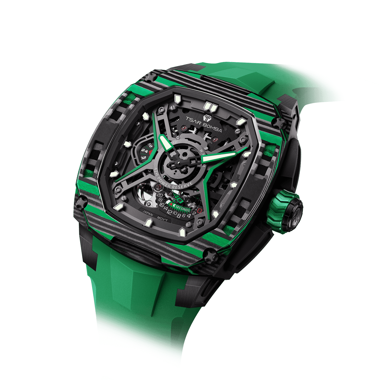 Tsar Bomba Dark Matter 5 43mm Green Skeleton Dial Men's Watch TB8605-05