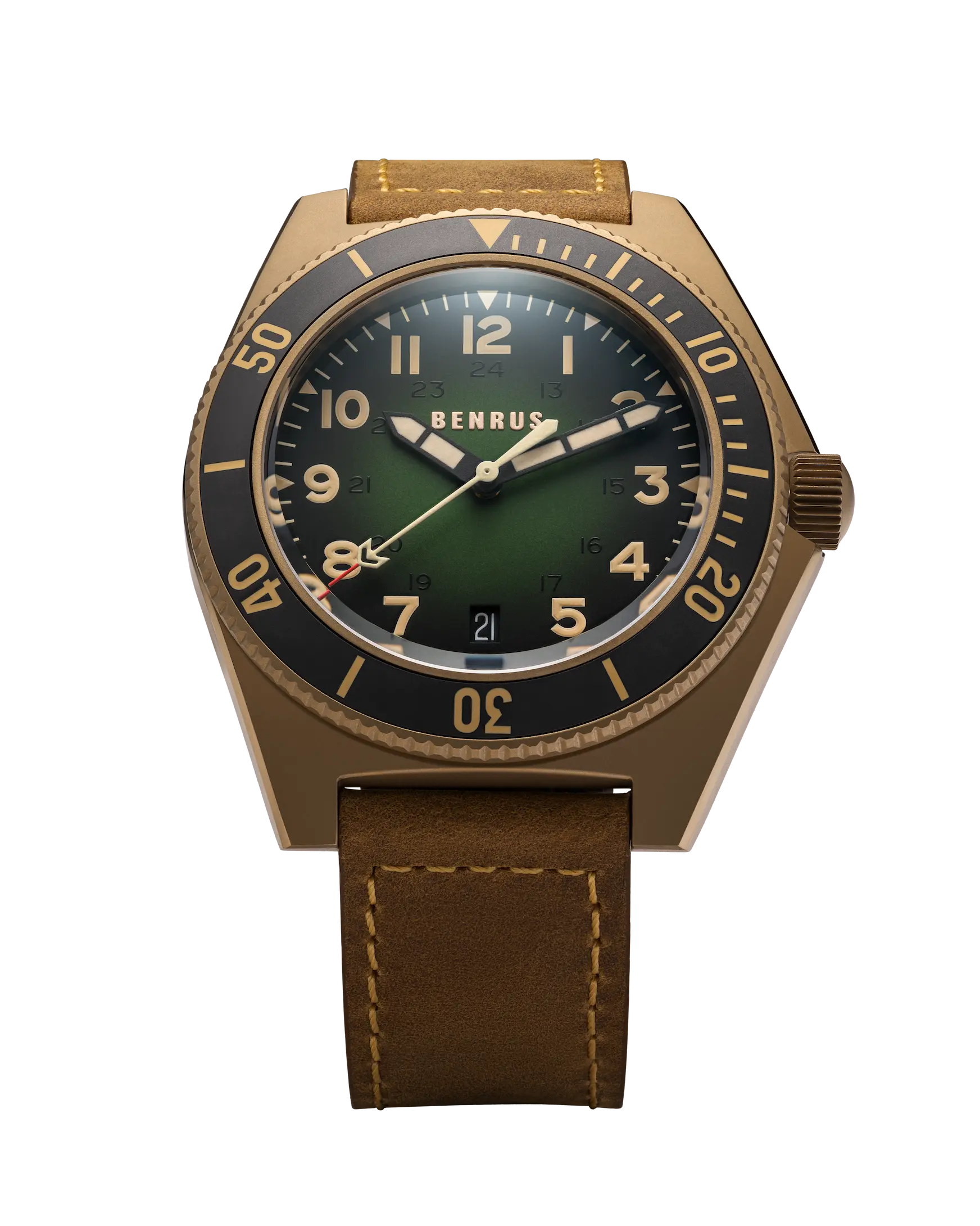 Benrus TYPE 2 UJ 41.5mm Green Dial Men's Watch T2CI-BR-G-415-01