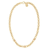 Bronzallure Golden Rolo Chain and Rondelles Necklace with Cubic Zirconia Pavé WSBZ00520Y.WY