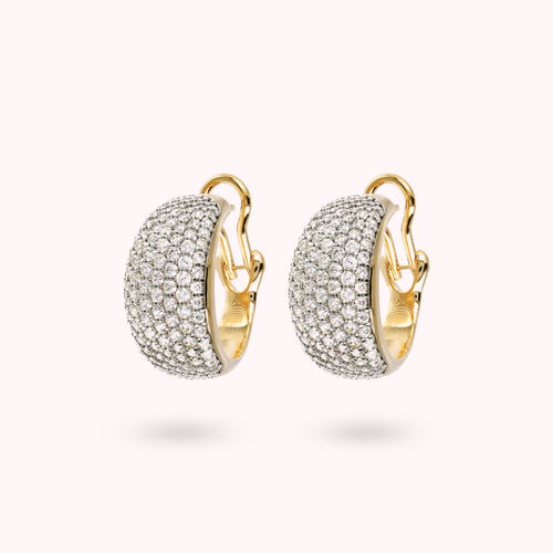 Bronzallure Golden Domed Hoop Earrings with Cubic Zirconia Pavé WSBZ01403Y.WY