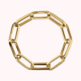 Bronzallure Golden Elongated Flat Curb Chain Bracelet with Maxi Links WSBZ01664Y.Y