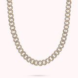 Bronzallure Golden Square Curb Chain Collar Necklace with Cubic Zirconia Pavé WSBZ02326Y.WHI-450