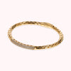 Bronzallure Golden Semi-Rigid Venetian Chain Bracelet with Cubic Zirconia Pavé Plaque WSBZ02400Y.YG