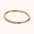 Bronzallure Golden Semi-Rigid Venetian Chain Bracelet with Cubic Zirconia Pavé Plaque WSBZ02400Y.YG