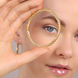 Bronzallure Golden Semi-Rigid Venetian Chain Bracelet with Cubic Zirconia Pavé Plaque WSBZ02400Y.YG