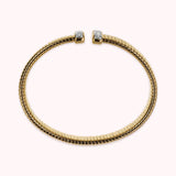 Bronzallure Golden Rigid Tubogas Bracelet with Cubic Zirconia Pavé WSBZ02401Y.YG