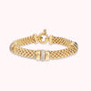 Bronzallure Golden Popcorn Link Bracelet with Cubic Zirconia Rondelles WSBZ02468Y.YG
